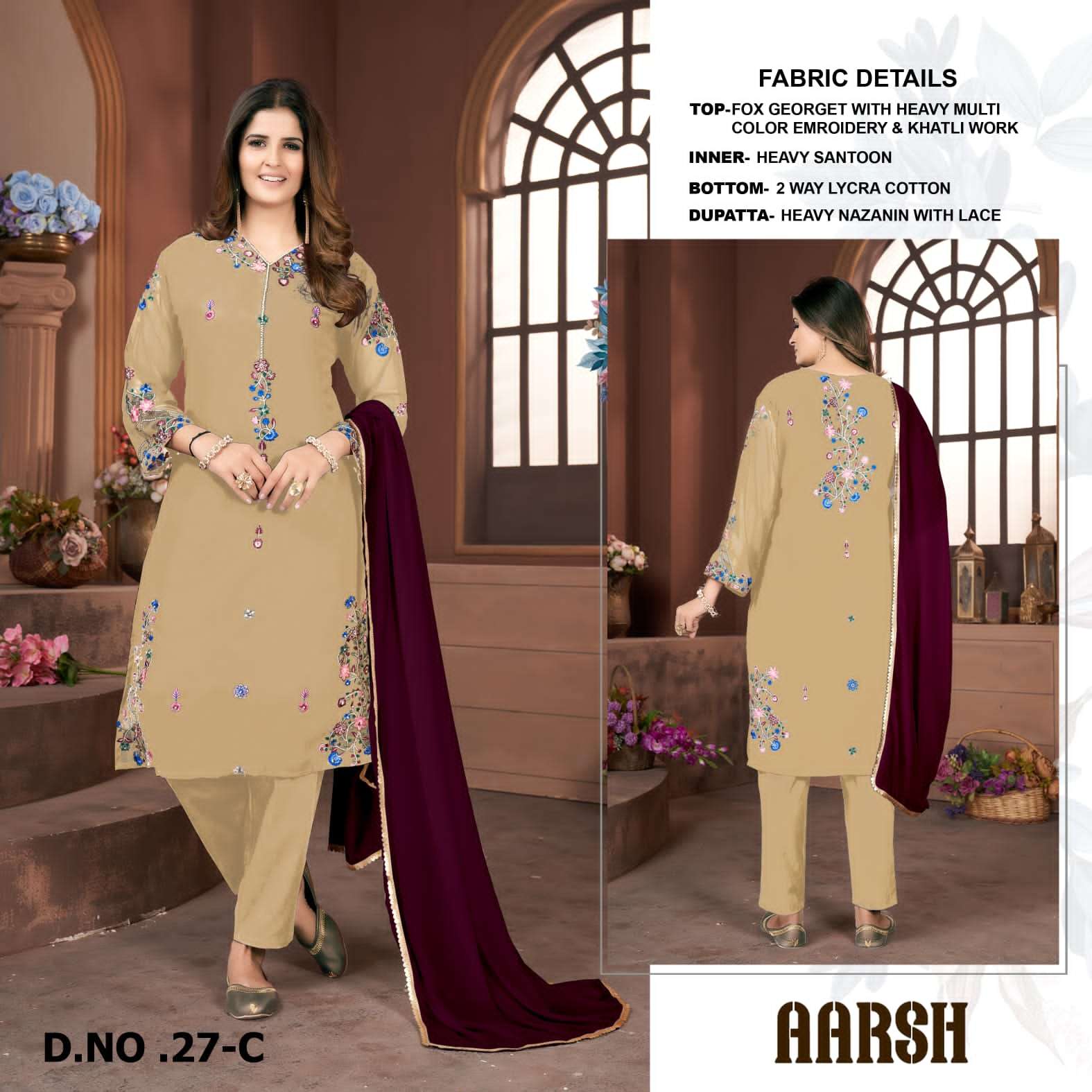Aarsh 27 Colours By Fashid Wholesale 27-A To 27-E Series Beautiful Stylish Pakistani Suits Fancy Colorful Casual Wear & Ethnic Wear & Ready To Wear Heavy Georgette Embroidery Dresses At Wholesale Price